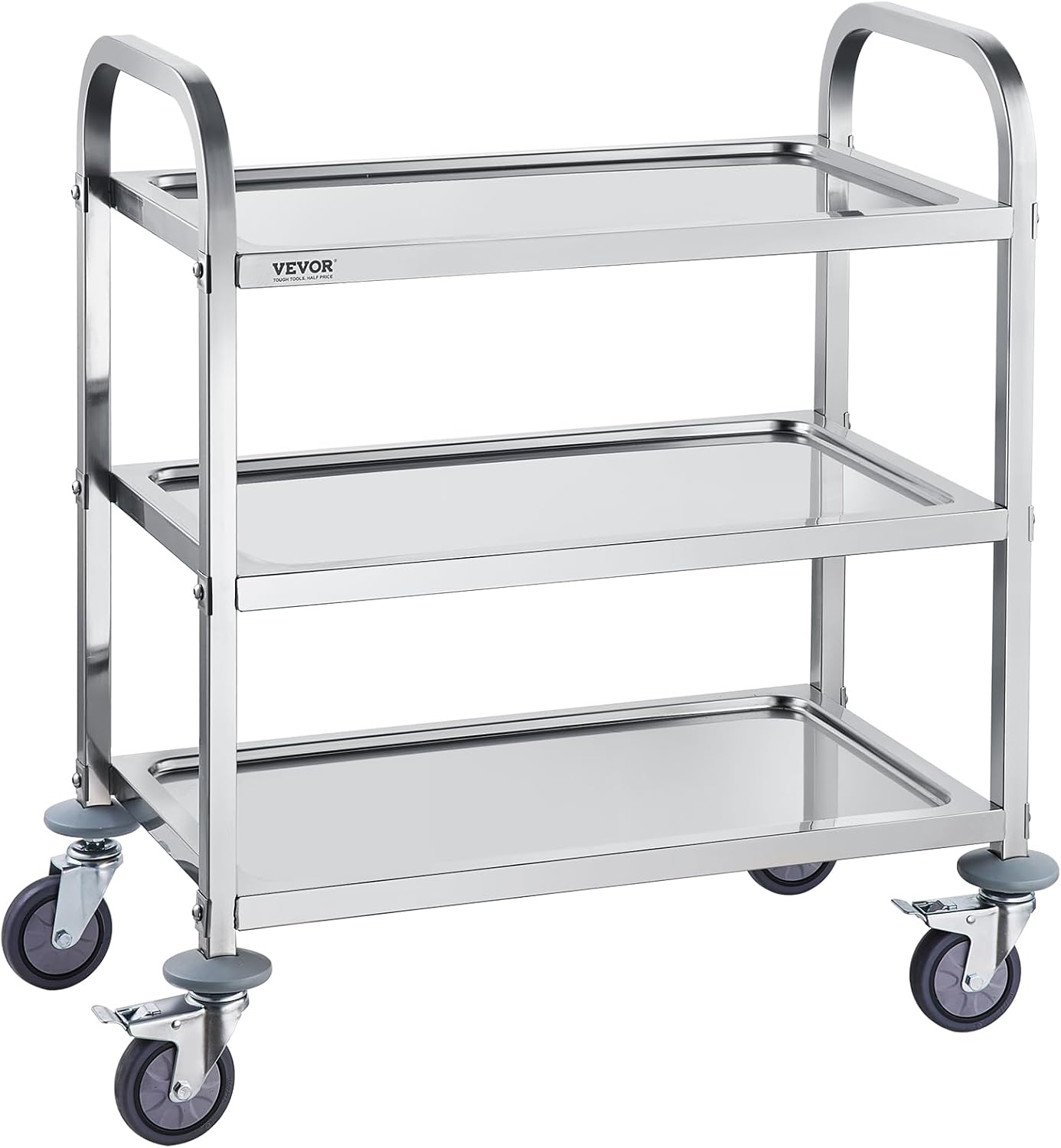 Stainless Steel 3 Shelves Rolling Lab Cart with Foot Brake T7239
