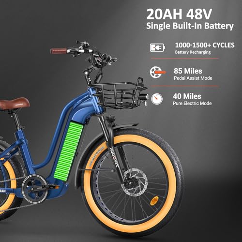 Electric Trike with 750W Rear Motor, 48V 20AH/40AH Dual Battery System, Differential, Parking Brake W37542