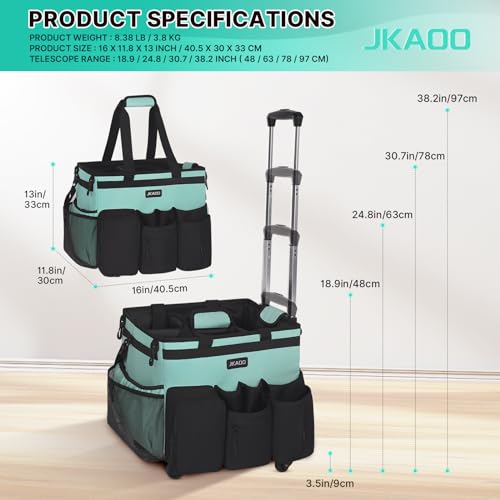 Blue-Green Waterproof Rolling Cleaning Caddy with Detachable Trolley C3853
