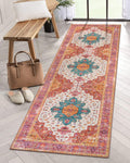Ultra-Thin Washable Runner Rug - 2x7 Pink Non Skid Low Pile X8481