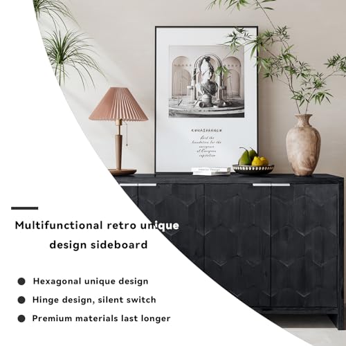 3-Door Sideboard Storage Cabinet with Wooden Texture U48566
