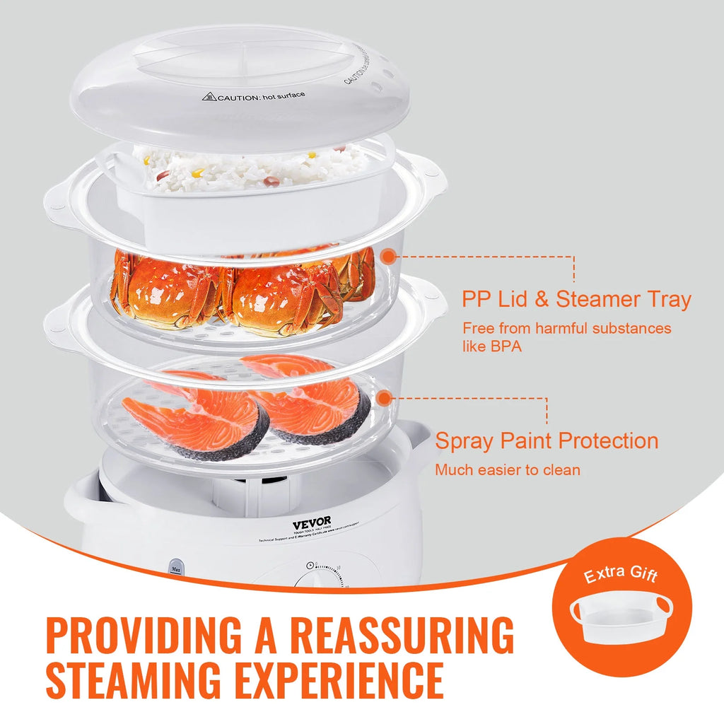 7.4Qt Electric Food Steamer 2-Tier 800W F7464