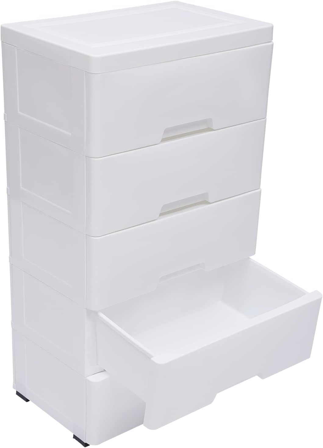 White 5 Drawer Plastic Rolling Storage Cabinet M845700