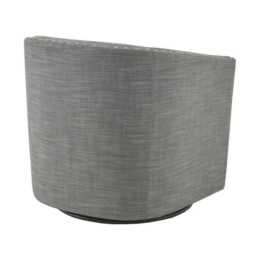 Black Upholstered Barrel Swivel Chair with Metal Base Z5249