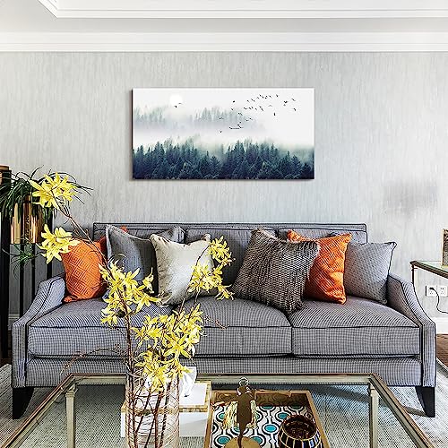 Canvas Wall Art of Misty Forests of Evergreen Coniferous Trees M762