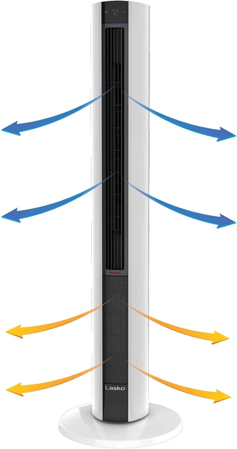 Black White 42 Inch Fan & Space Heater Combo Tower A534354