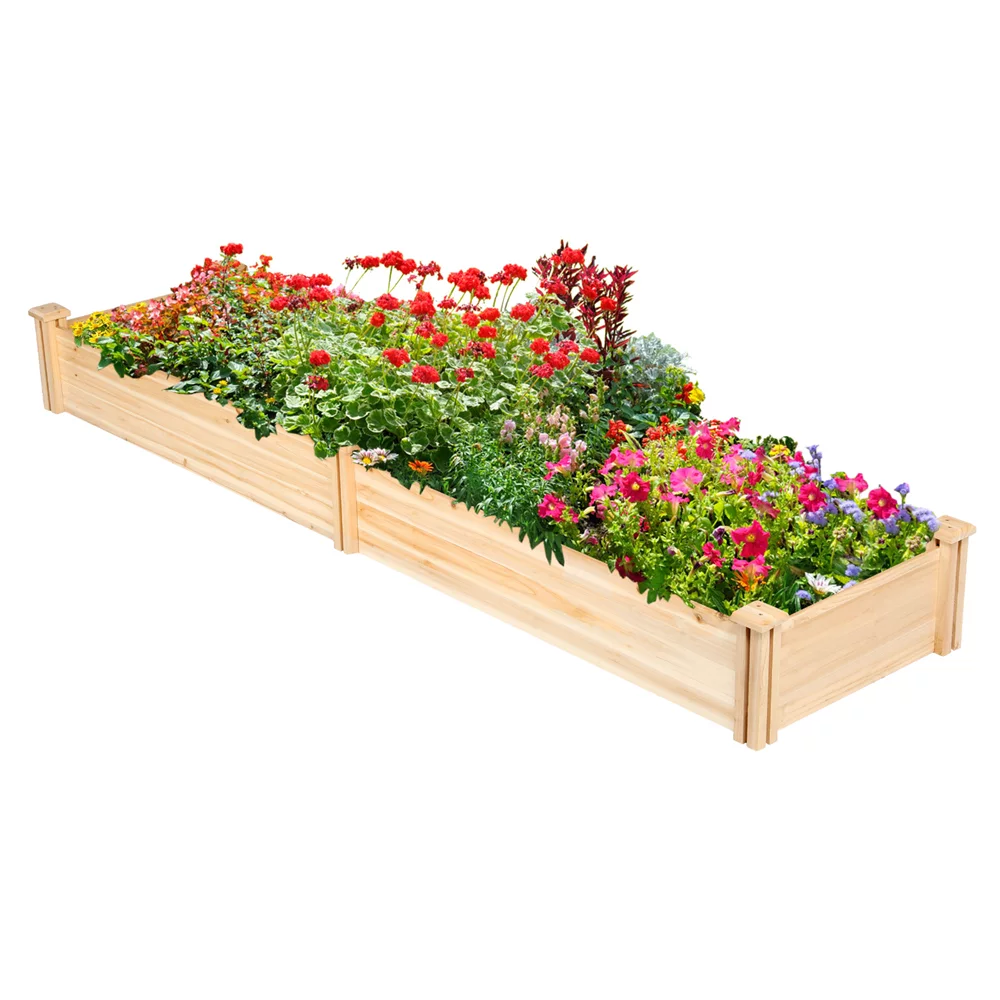 Wooden Raised Garden Bed, 96.7 x 24.6 x 10.6inch, Natural Wood Q4544