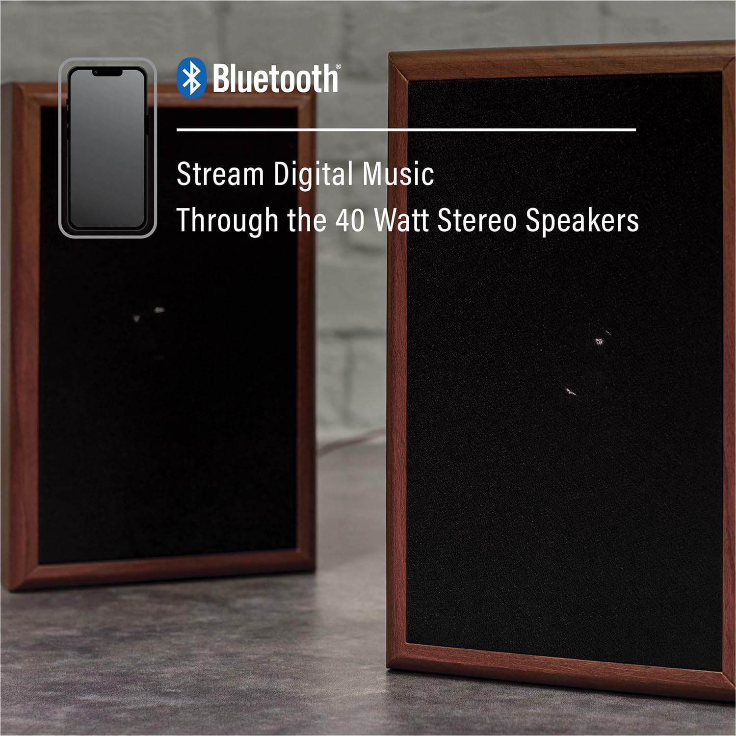 Walnut Turntable System with Bluetooth, CD, AM/FM and Speakers K855