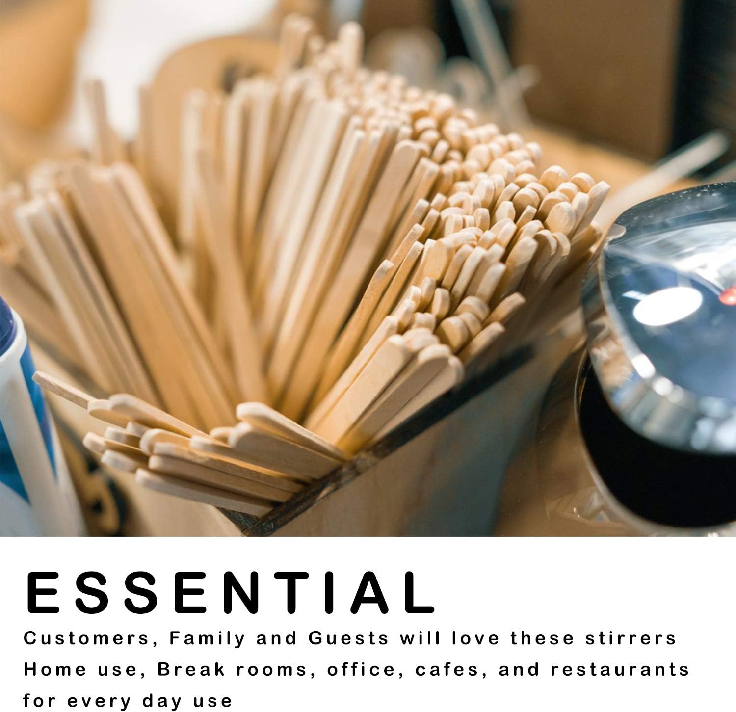 Wooden Stir Sticks 5.5 Inches 500PCS Individually Wrapped Natural Birch O35600