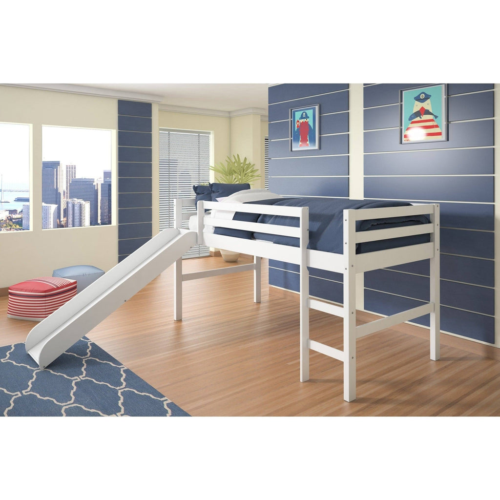 Light Espresso Kids Twin Loft Tent Bed with Slide A901