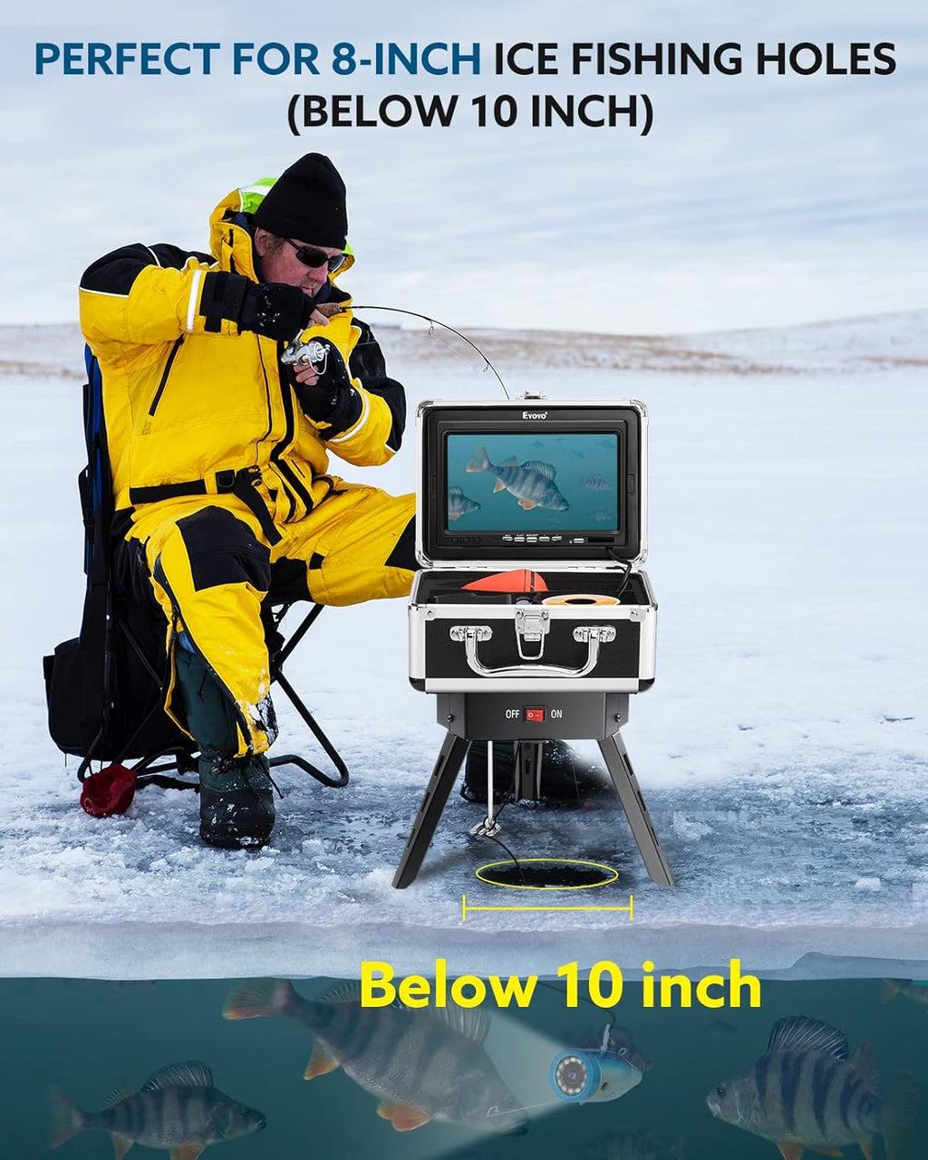 Underwater Fishing Camera Positioner 360° Degree Rotation Tripod with Remote Control Metal Housing D798485