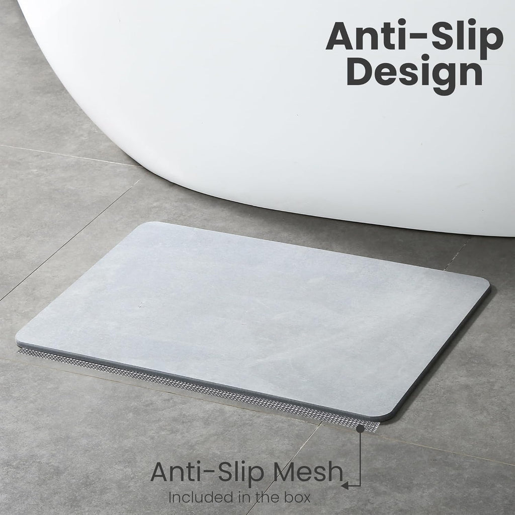 Gray 23.62 x 15.3 Diatomaceous Earth Bath Mat F100