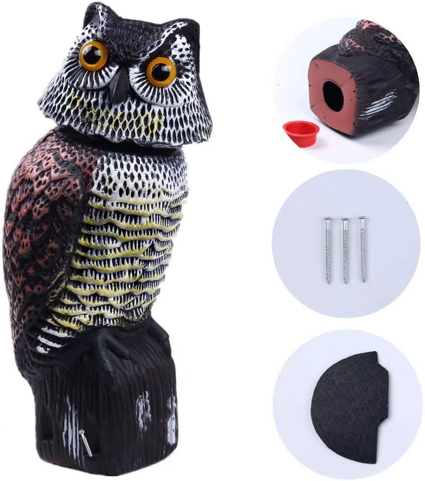Realistic Owl Decoy with 360 Rotate Head P9476