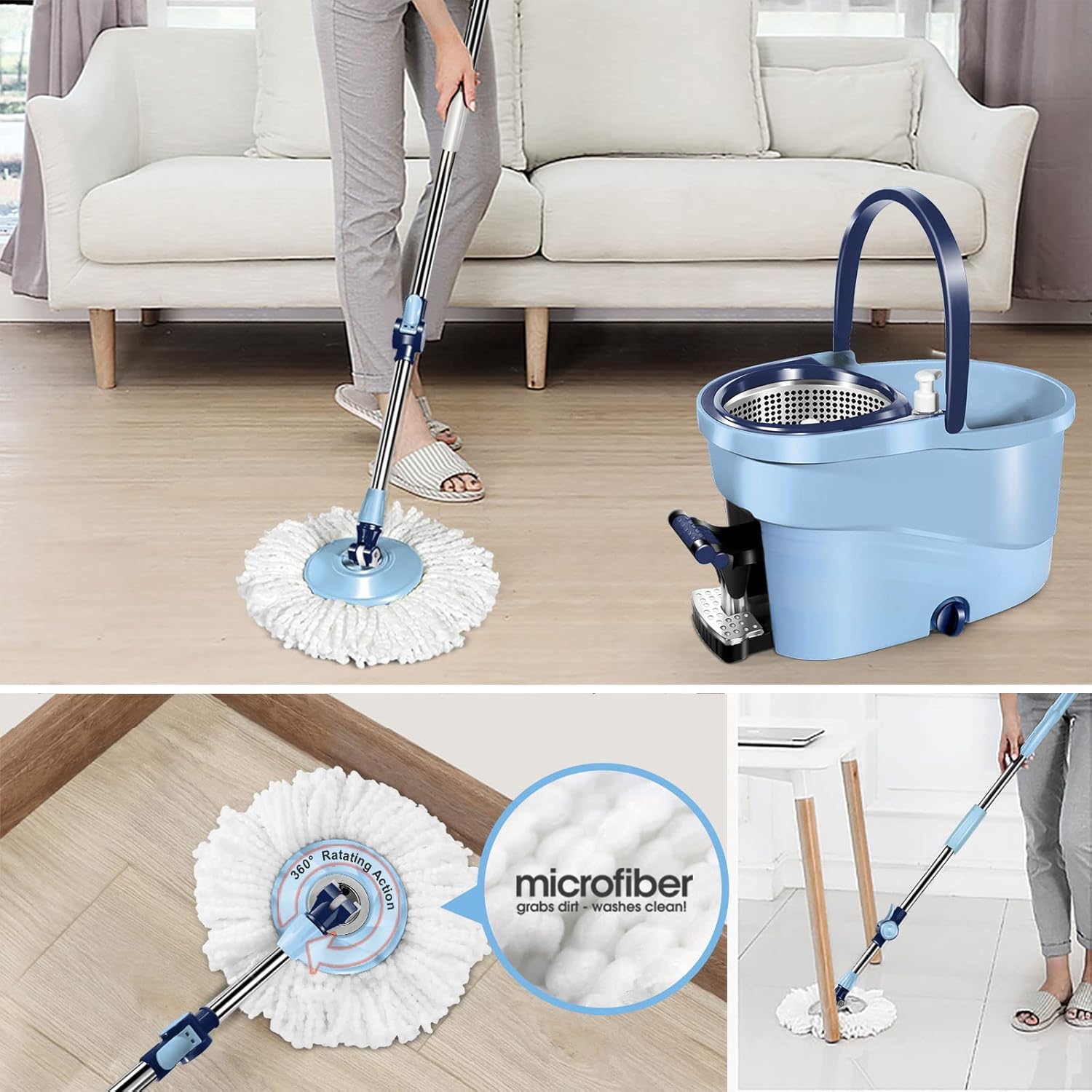 Spin Mop and Bucket with Wringer and Foot Pedal R715845