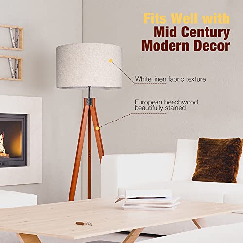 Flaxen Wood Tripod Floor Lamp with E26 Lamp Base T154678