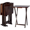 4-Pack Black Rectangular Folding Tray Table with Storage Rack K84843