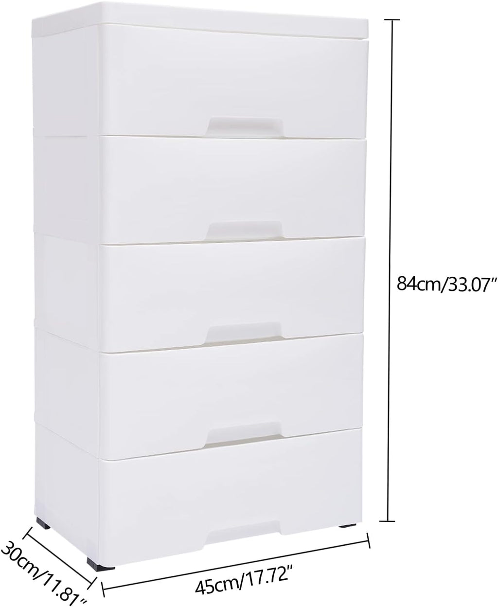 White 5 Drawer Plastic Rolling Storage Cabinet M845700