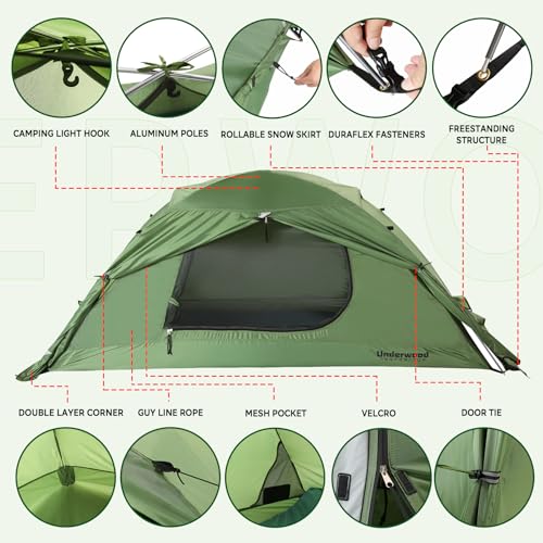 Lightweight 4-Season Waterproof Backpacking Tent for One Person W70894
