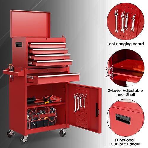Gray 5-Drawer Rolling Tool Chest with Lockable Wheels I4535