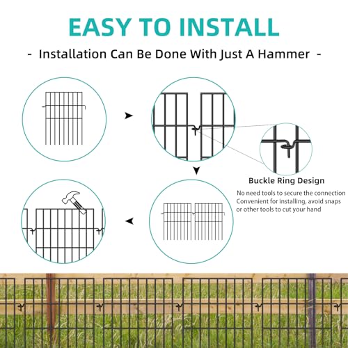 25 Panels No Dig Rustproof Metal Garden Fence, 17in x 27ft B34696