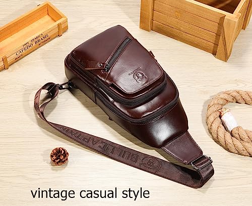 Leather Sling Chest Bag Crossbody Backpack with USB Charging Port Y725
