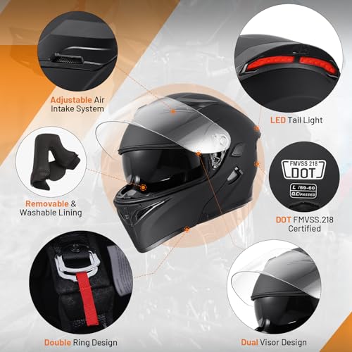 Matte Black Modular Full Face Motorcycle Helmet J10014