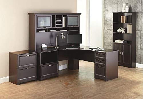 L Desk, 30"H x 70 9/10"W x 23 1/5"D, Espresso R981