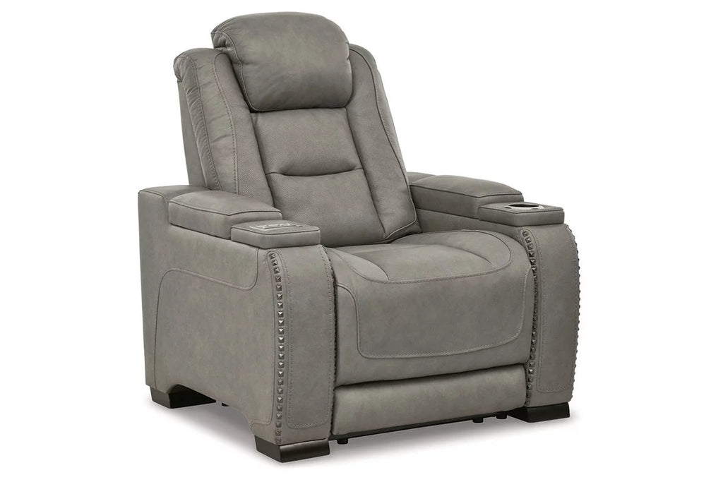 Gray Leather Power Recliner H686309