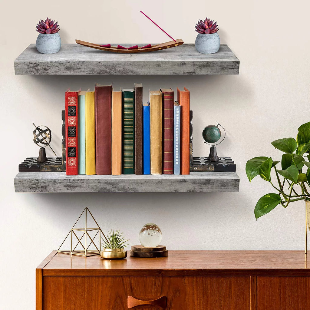 Gray Wood Floating Wall Shelf E860453
