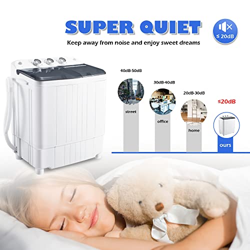 Portable Twin Tub Washer and Dryer Combo with Gravity Drain Pump S262210