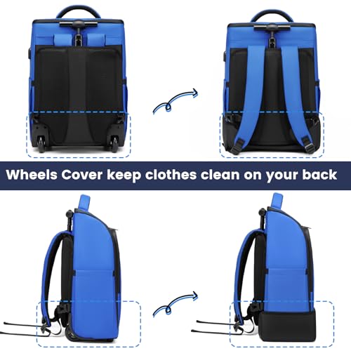 Black Rolling Backpack with Wheels and Laptop Compartment X509944