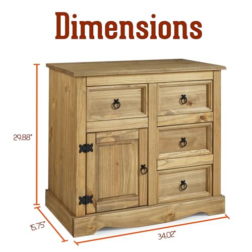 Solid Wood Buffet Sideboard with 3 Doors and 3 Drawers V869166