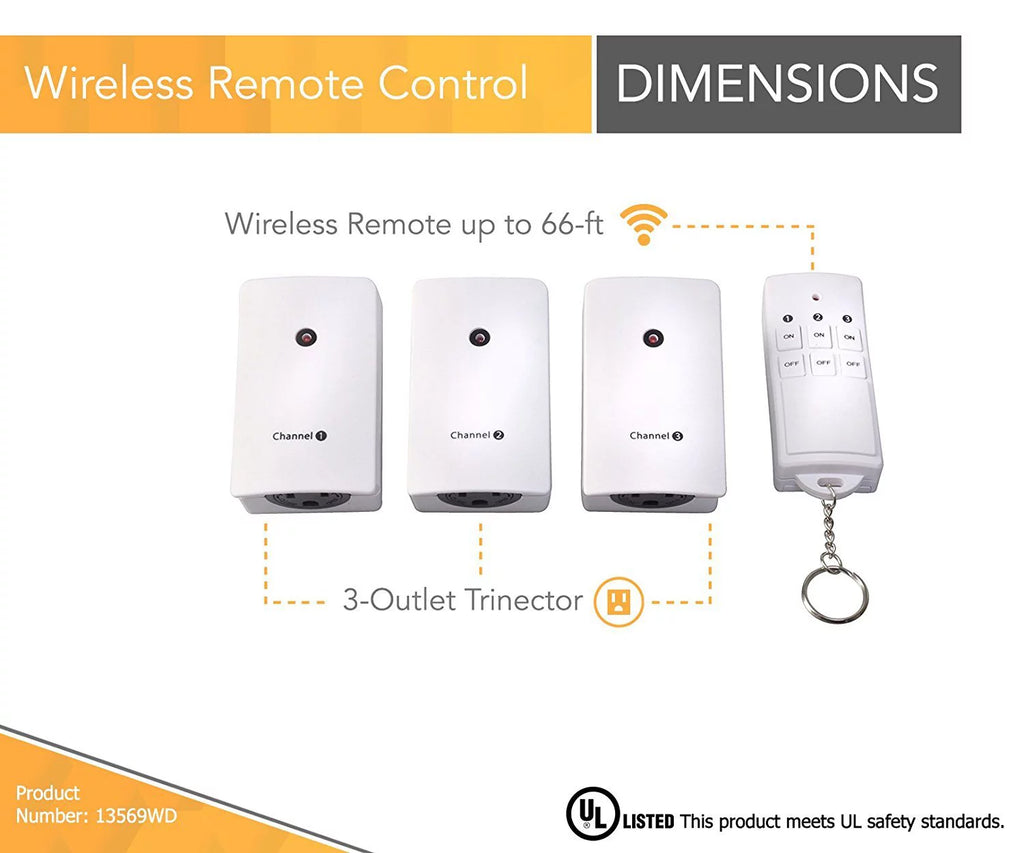 White 3-Pack Wireless Remote Control with 3 Outlets B44806