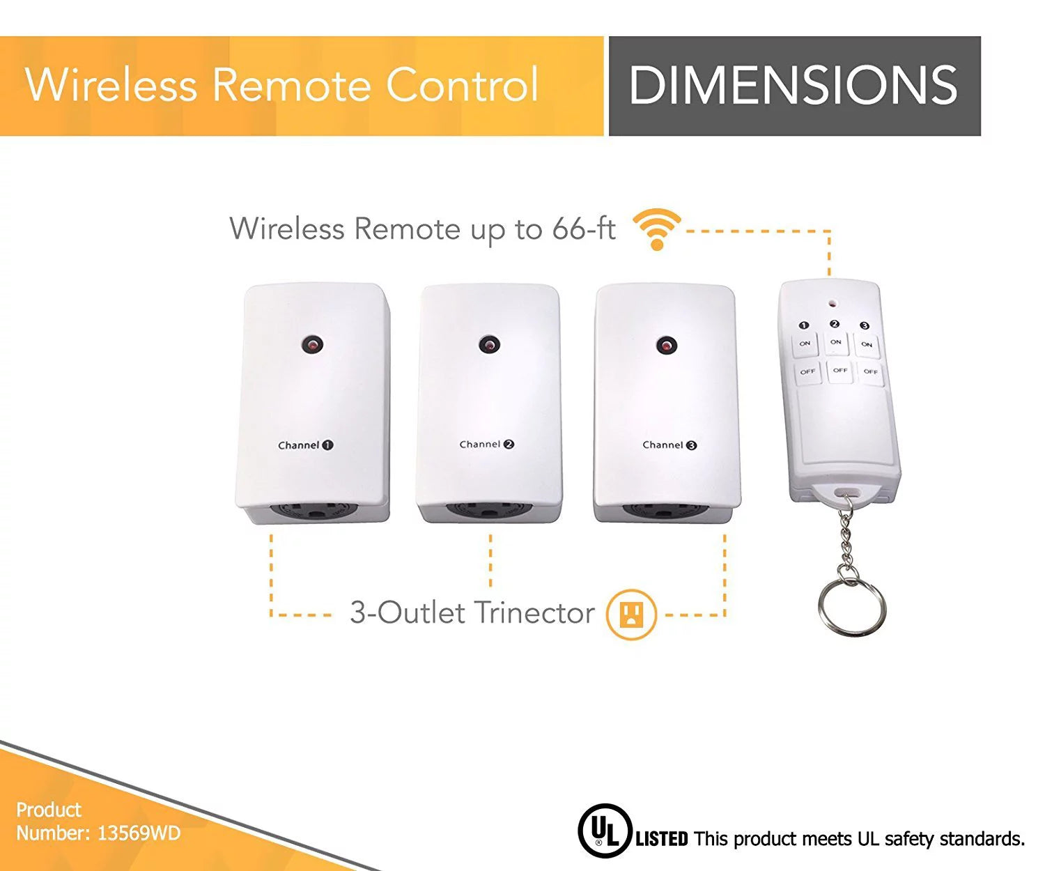 White 3-Pack Wireless Remote Control with 3 Outlets B44806