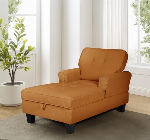 Green Corduroy Upholstered Chaise Lounge Sleeper Sofa Bed Chair X836