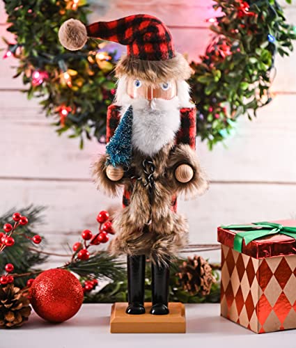 Red and Black Wooden Nutcracker Santa Claus 15" A70086