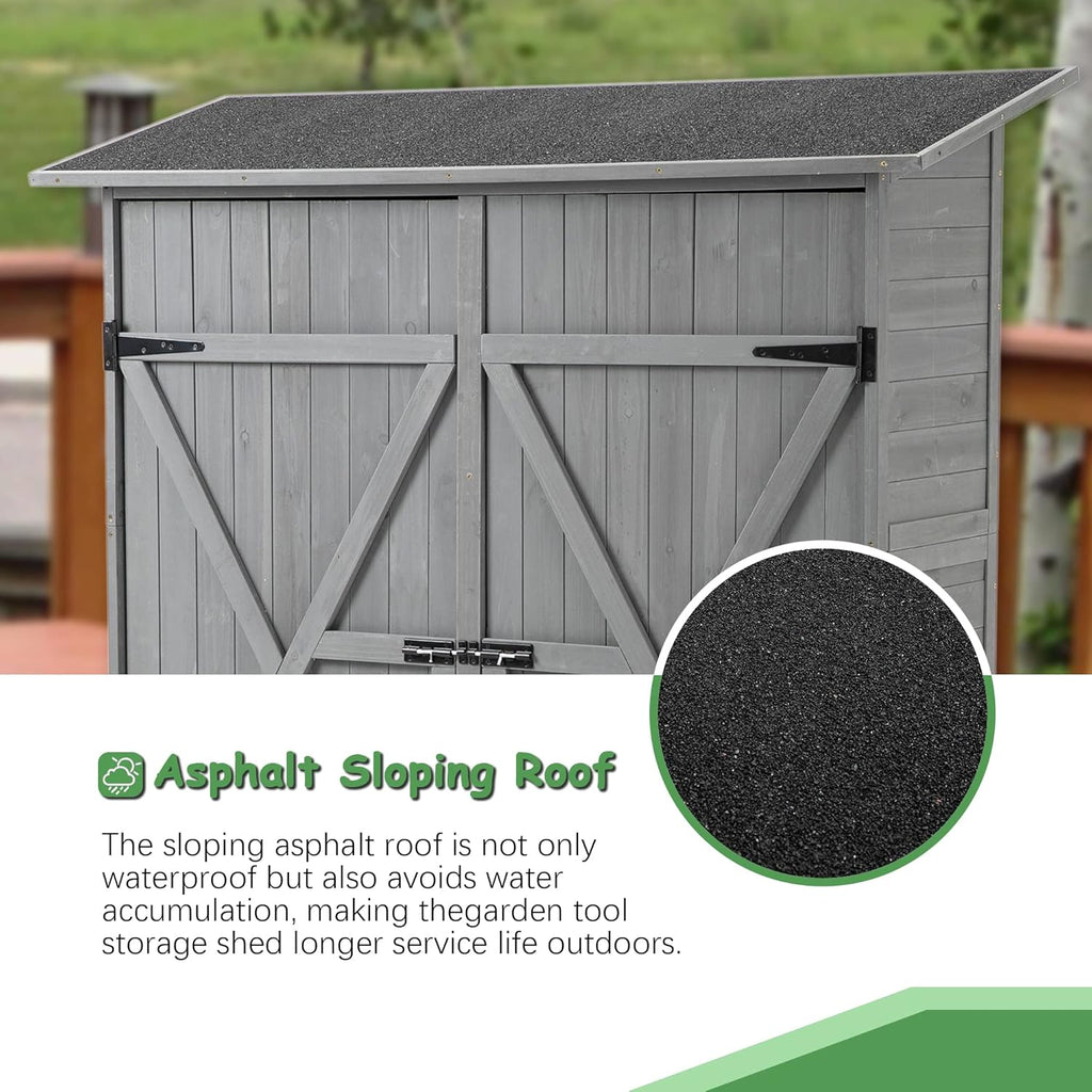 Aqua Grey Outdoor Storage Shed with 2 Lockable Doors and 2 Adjustable Shelves I43204