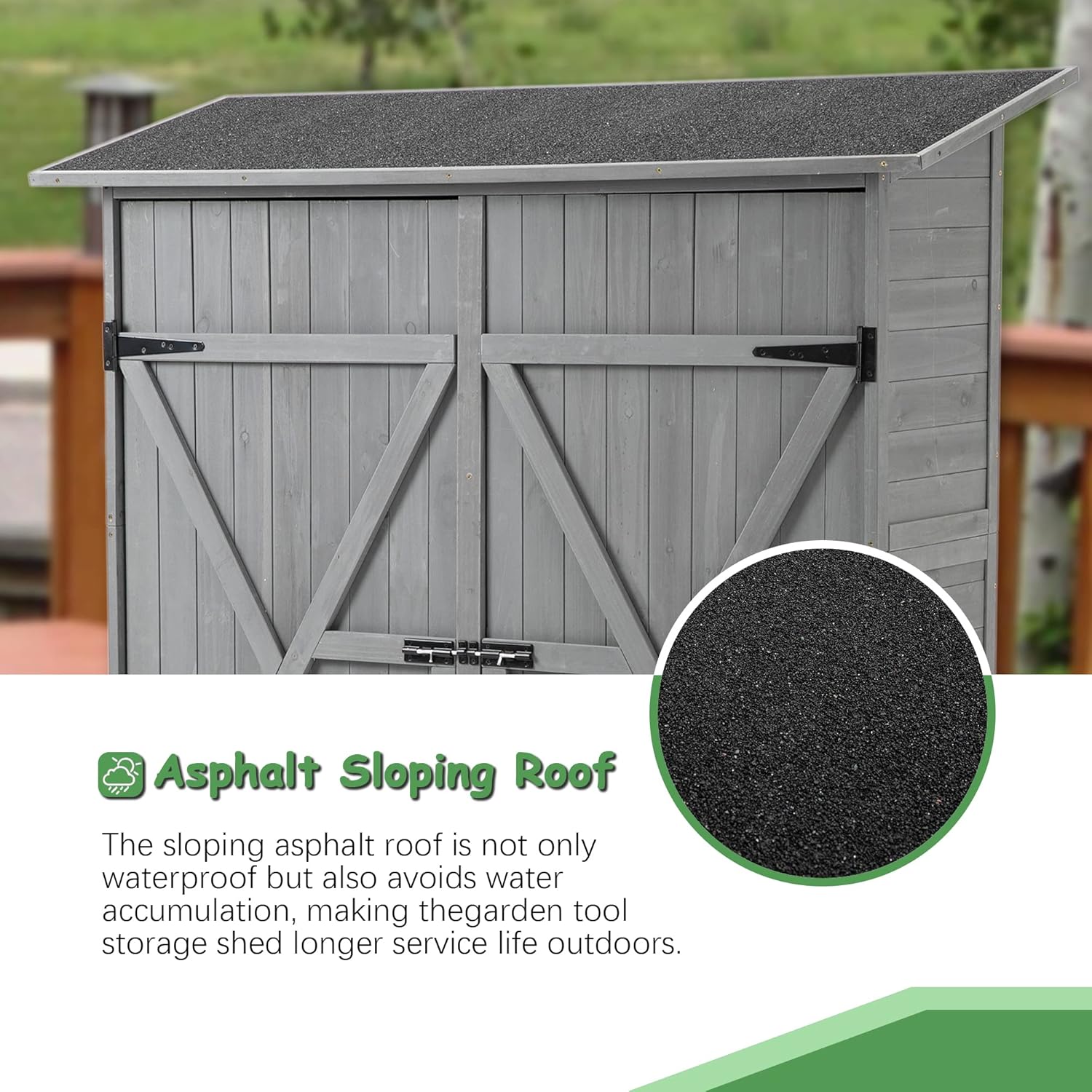 Aqua Grey Outdoor Storage Shed with 2 Lockable Doors and 2 Adjustable Shelves I43204