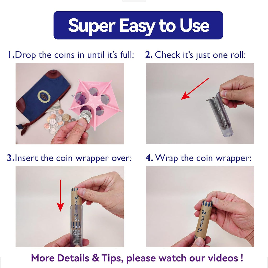 Coin Counter Tube Sorter with Coin Wrappers V2491