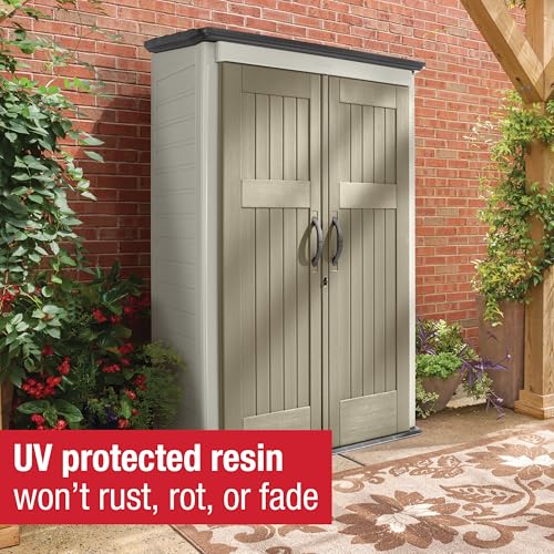 Beige/Brown 4 x 2.5 Ft Resin Outdoor Storage Shed C8861