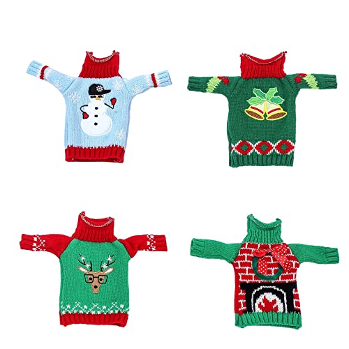 4 Pack Knitted Christmas Wine Bottle Covers S1965
