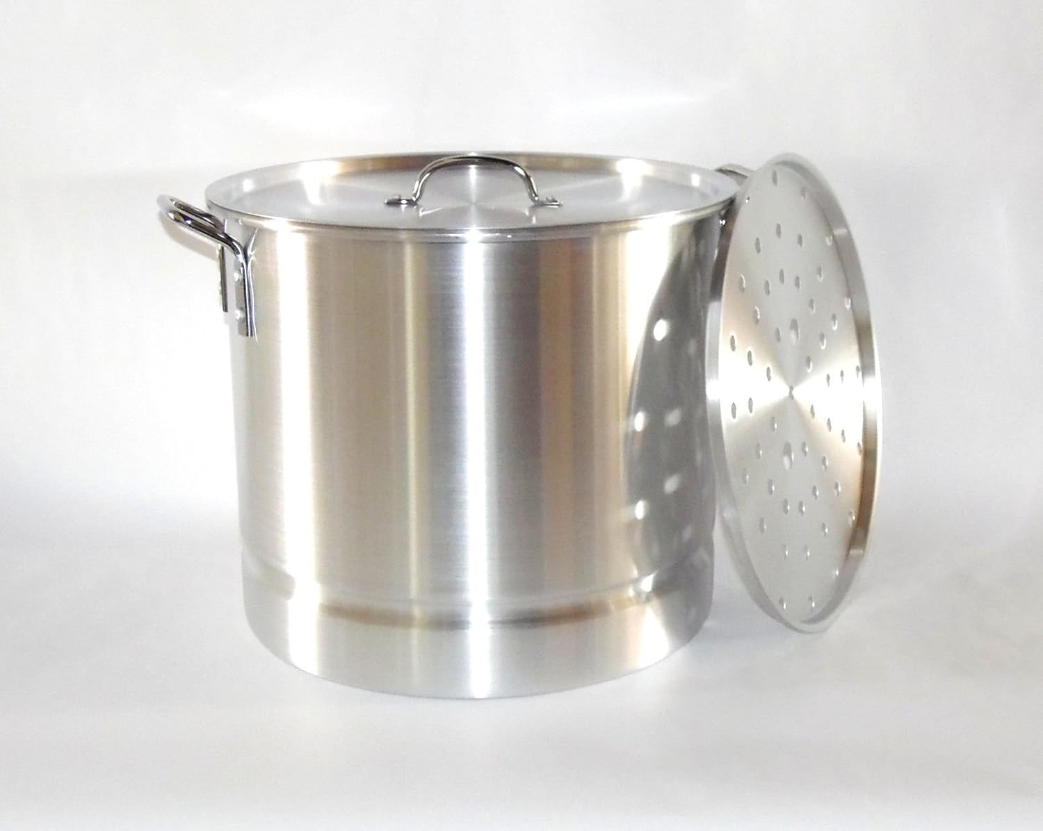 32 QT Aluminum Stock Pot with Steamer Rack and Lid X550