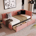 Beige Twin Size Upholstered Daybed with 2 Storage Drawers B9071