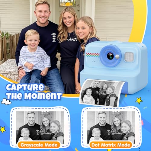 1080P HD Kids Instant Print Camera with 3 Rolls Print Paper & 32GB Card (Black) H258
