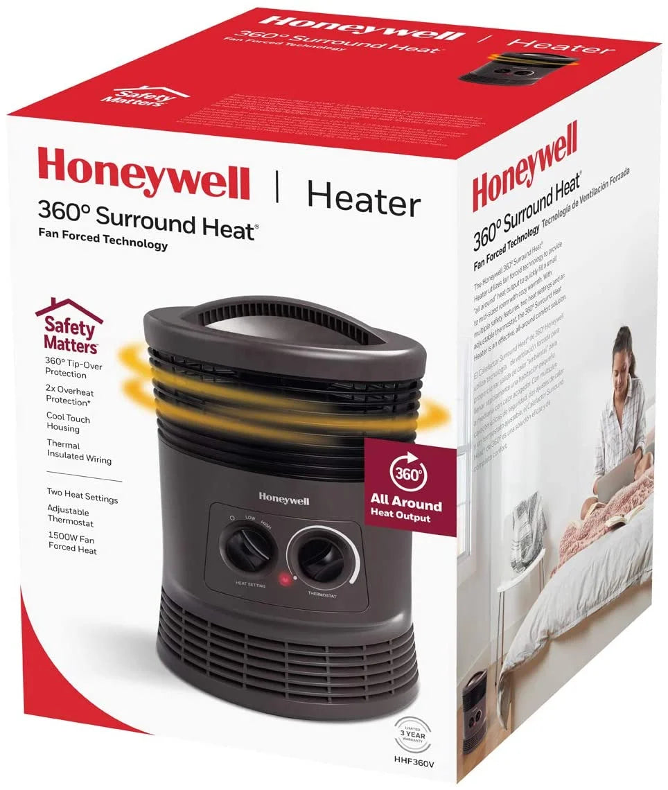 360 Degree Surround Fan Forced Heater Charcoal Grey Portable Heater with Adjustable Thermostat F952029