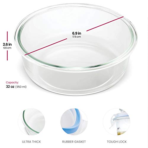 12-Piece 35oz Glass Food Storage Containers Set with Hinged Locking Lids K529122