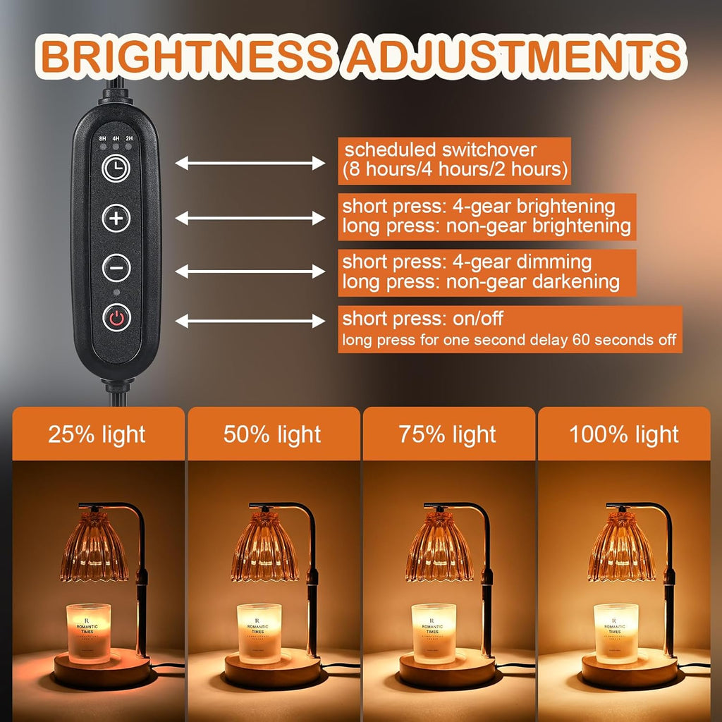 Electric Candle Warmer Lamp with Timer & Dimmer, Glass, Includes 2 Bulbs Y2607