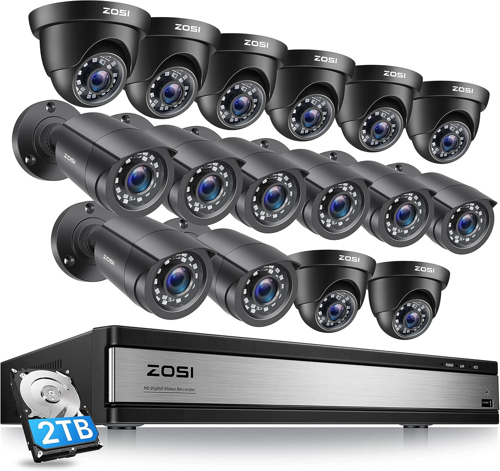 16 Channel 2TB Security Camera System with 12 x 2MP Weatherproof Cameras R8379