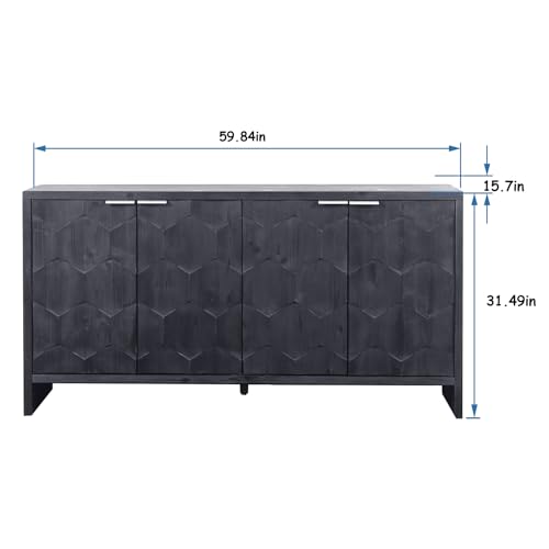 3-Door Sideboard Storage Cabinet with Wooden Texture U48566