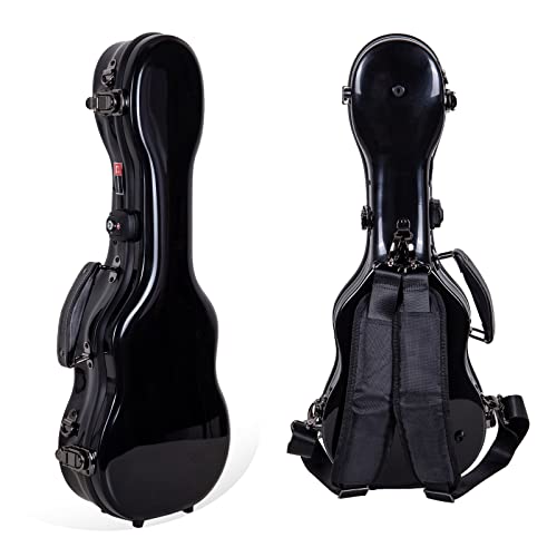 White Fiberglass Baritone Ukulele Case with Removable Shoulder Straps and TSA Lock A359691